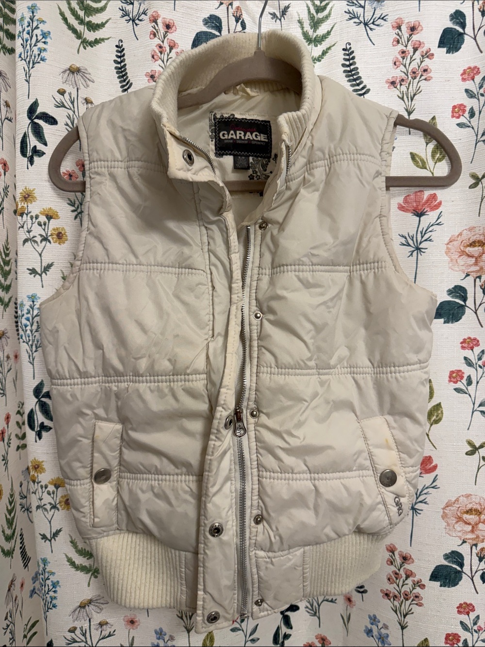 Garage Women's Cream Quilted Puffer Vest